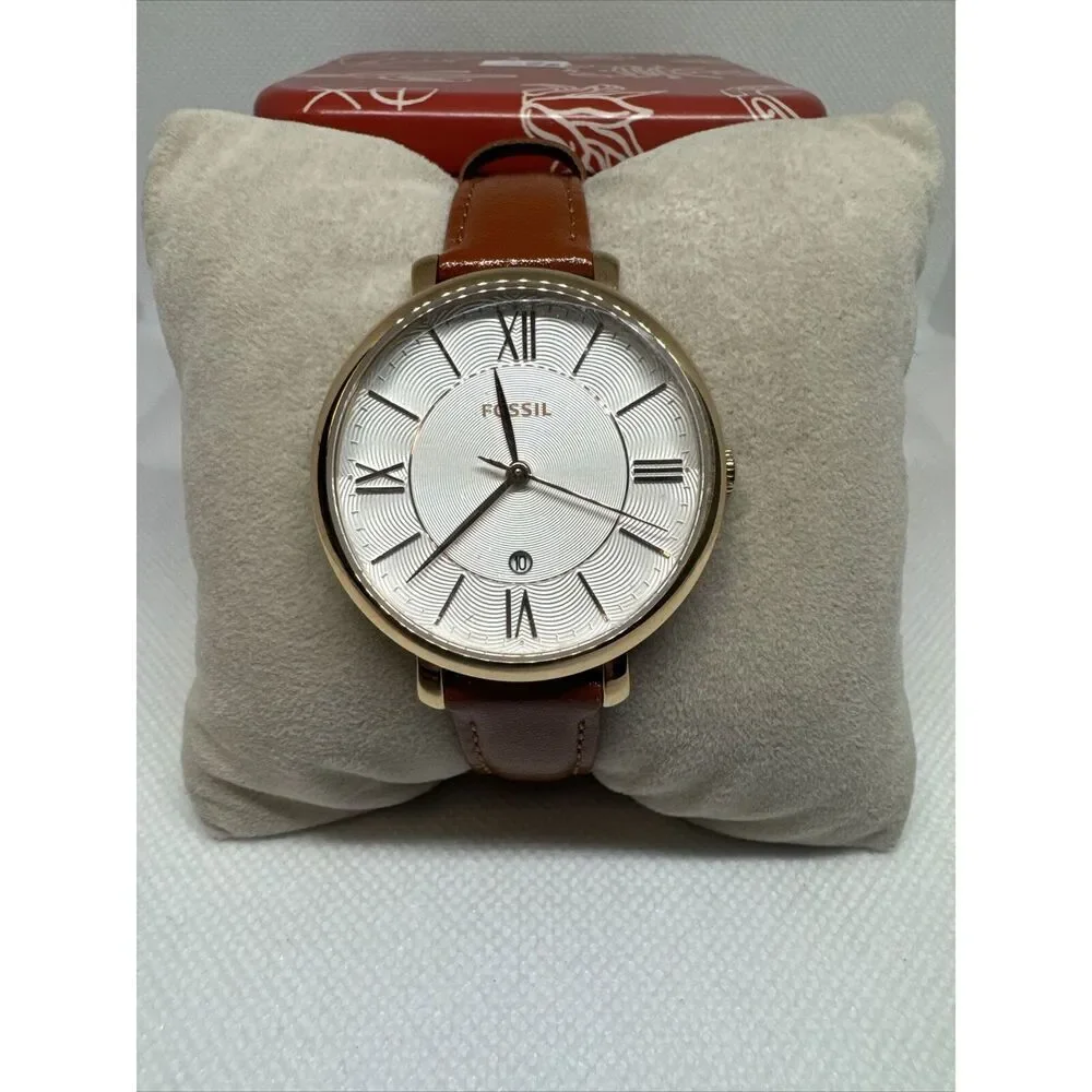 Fossil Jacqueline ES4352 Men Brown Leather Strap Analog Dial Quartz Watch YAY54